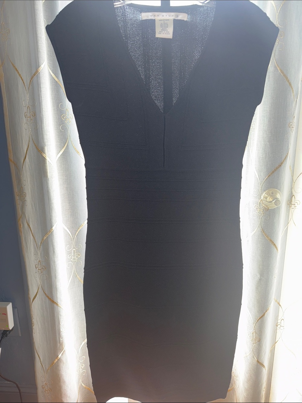 Max Studio Black V-Neck Sheath Dress